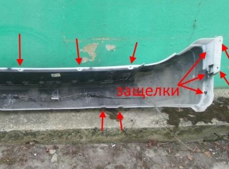 the attachment of the rear bumper Jeep Cherokee KK Liberty (2008-2013)